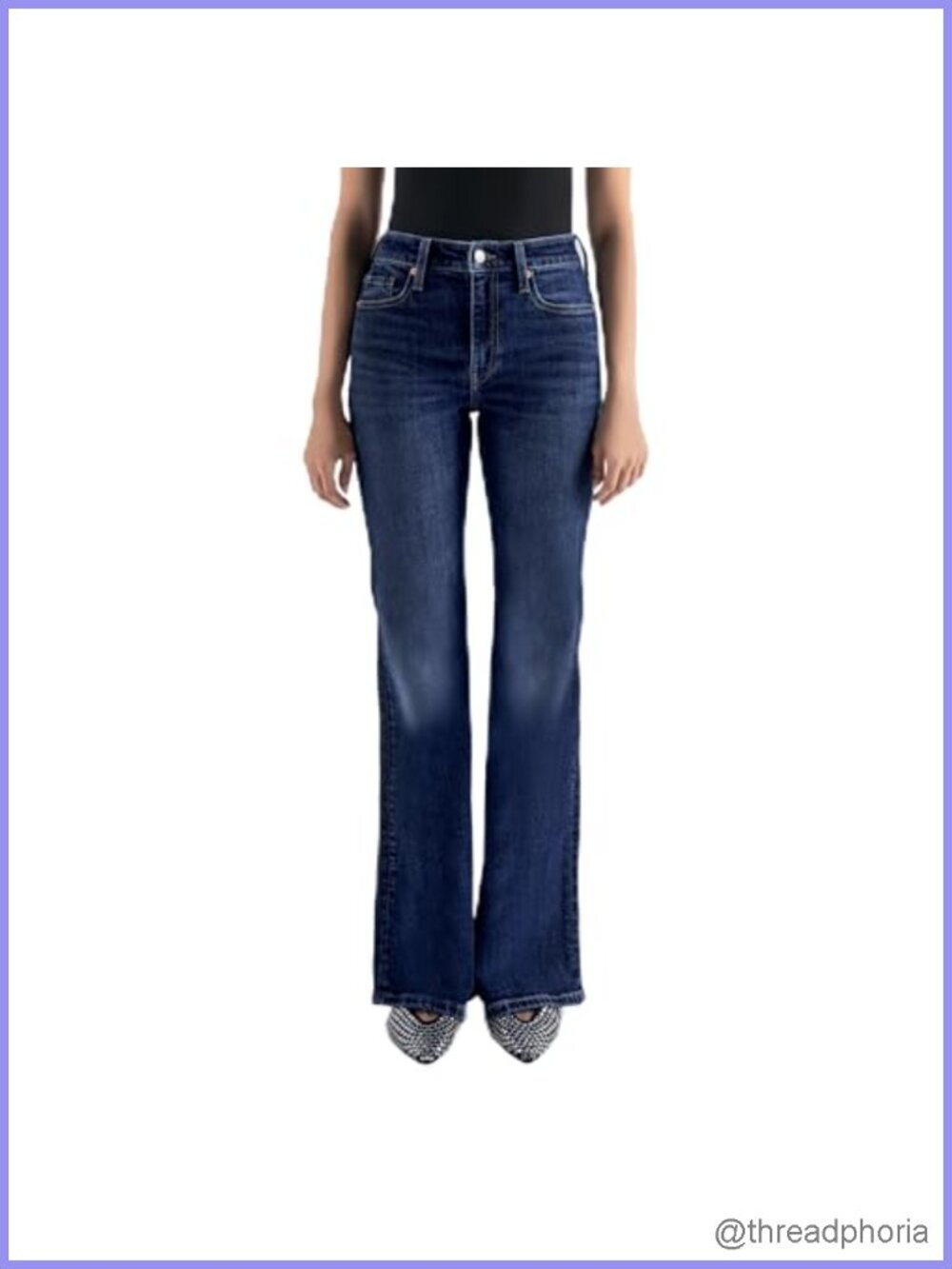 Mid Rise Stretch Flare Jeans 70s Bootcut Denim Bell Bottoms